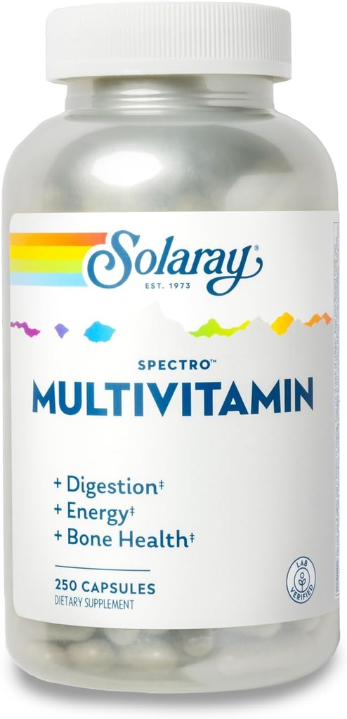 SOLARAY Spectro Multivitamine met ijzer - Multi Vitamine met Calcium, Magnesium, Energizing Greens, Kruiden & Digestieve Enzymes - Digestie, Energie en Bone Health Support (41 Serv, 250 CT)