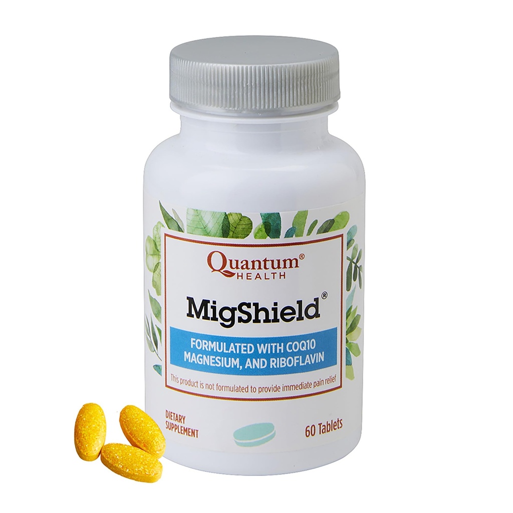 Quantum Health MigShield Magnesium Supplement met Riboflavine & CoQ10 helpt bij het bevorderen van de juiste functie van het brein hart & spier dagelijks voedingsessentials voor vrouwen & mannen - 60 tabletten