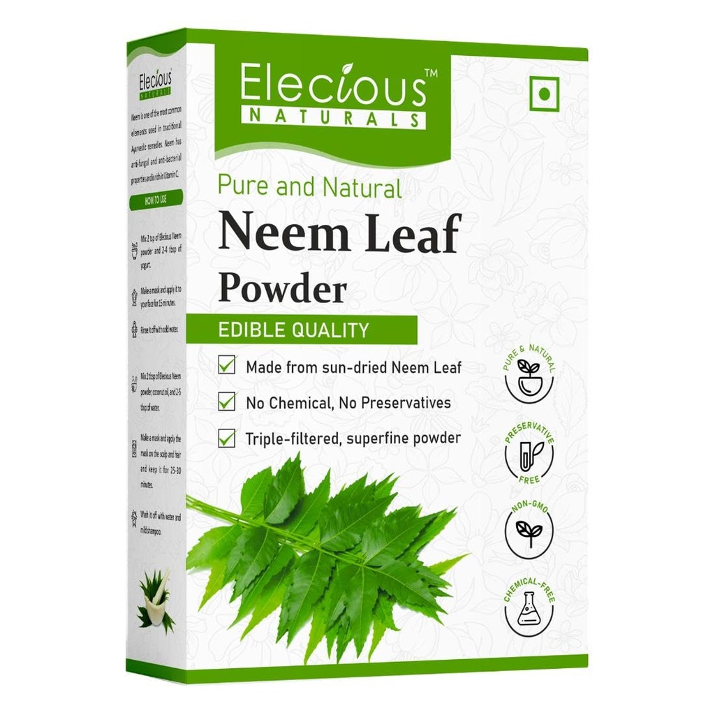 100% Natural Neem Powder Margosa, Azadirachta Indica Leaf Powder Ideaal voor Gezichtsverpakking en Haar Chemische Gratis Haarreiniger voor gezond haar 200gm
