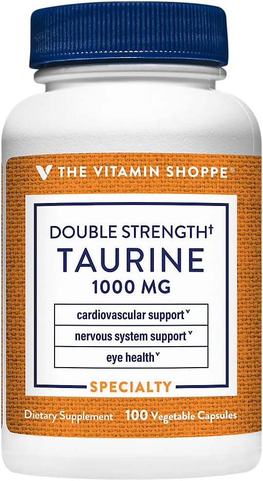 De vitamine Shoppe Dubbele sterkte Taurine - Cardiovasculaire en Zenuwstelselondersteuning - 1.000 MG (100 Vegetarische Capsules)