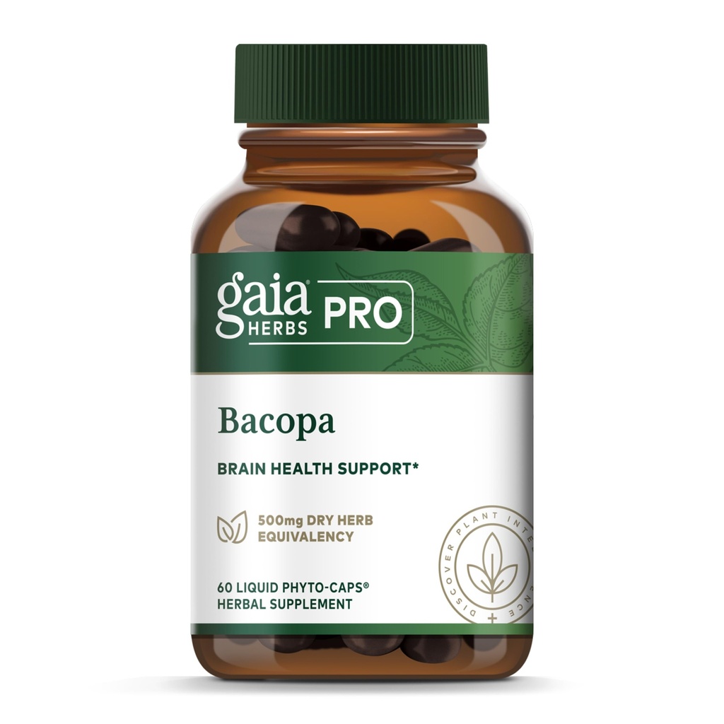 GAIA HERBS PRO Bacopa - Brain Health & Nootropic Support - 60 Liquid Phyto-Caps (30 porties)