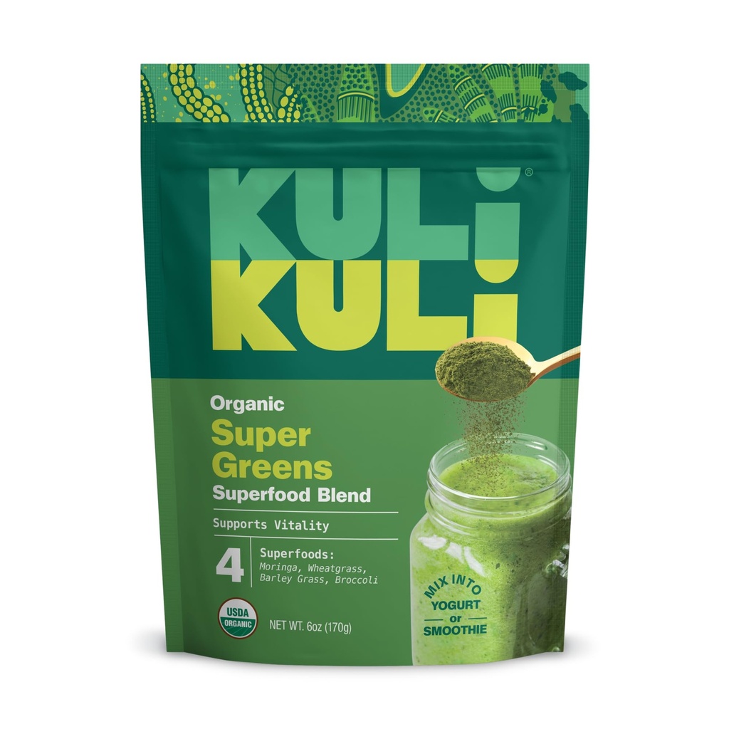 Kuli Kuli Green Power [6 oz] - Super Greens Powder - Nutrient Dense Moringa, Wheatgrass, Broccoli & Barley Grass Blend - 100% plantaardige Organische Superfood Posder Sourced from Remote Farms