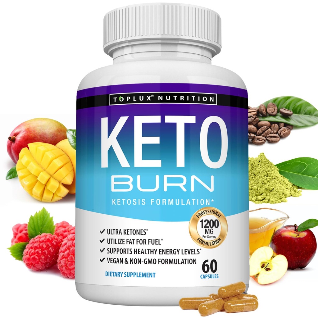 Toplux Keto Burn Pillen Ketosis gewichtsverlies - 1200 Mg Ultra geavanceerde natuurlijke Ketone vetbrander met behulp van Ketone Diet voor mannen Vrouwen 60 Capsules supplement