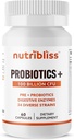 Probiotica voor vrouwen en mannen Digestieve enzymen met prebiotica 100 miljard CFU 34 strains ondersteunt Constipatie, diarree, gas & opgeblazen gevoel (60 capsules)