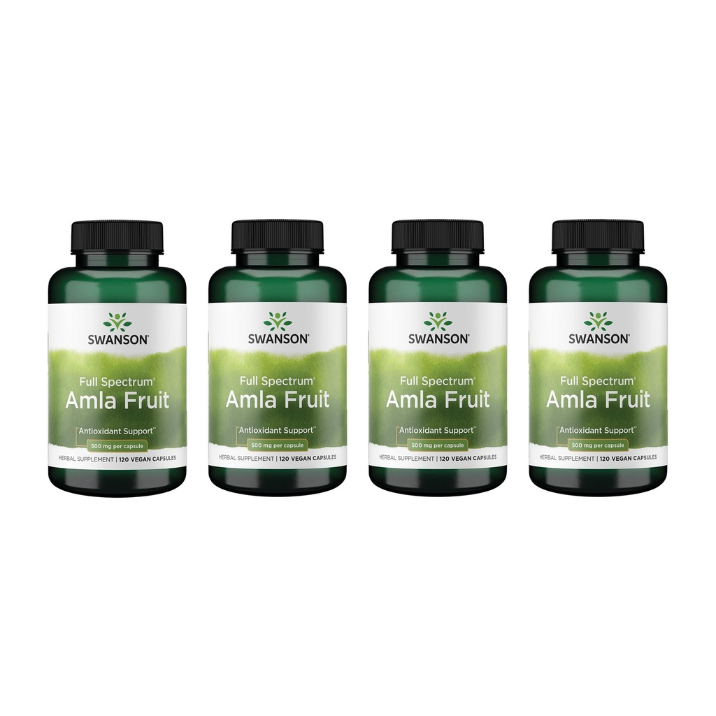 Swanson Full Spectrum Amla Fruit (Indian Gooseberry)-Ayurvedic Herbal Supplement Promoting Vitality & Energy Support-Phytonutrients to Support Wellness-(120 Capsules, 500mg Each) (4 Pack)