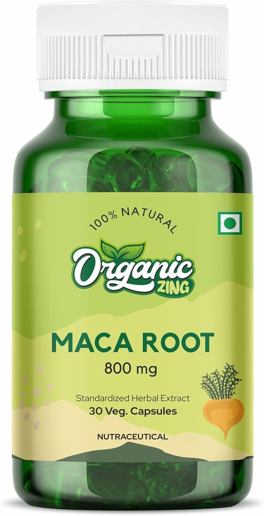 ORGANISCHE ZING Maca Root zwart, rood, geel Het is een natuurlijke remedie Dat kan worden gebruikt om bepaalde gezondheidsproblemen te behandelen - 800 mg per portie (30 capsules) Verpakking van 1