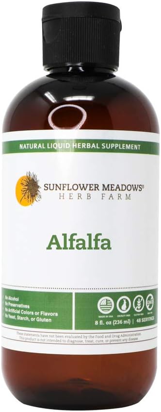Alfalfa Liquid Herbal Supplement - 8oz- Alcoholvrij, Non-GMO, Gemaakt met biologische ingrediënten