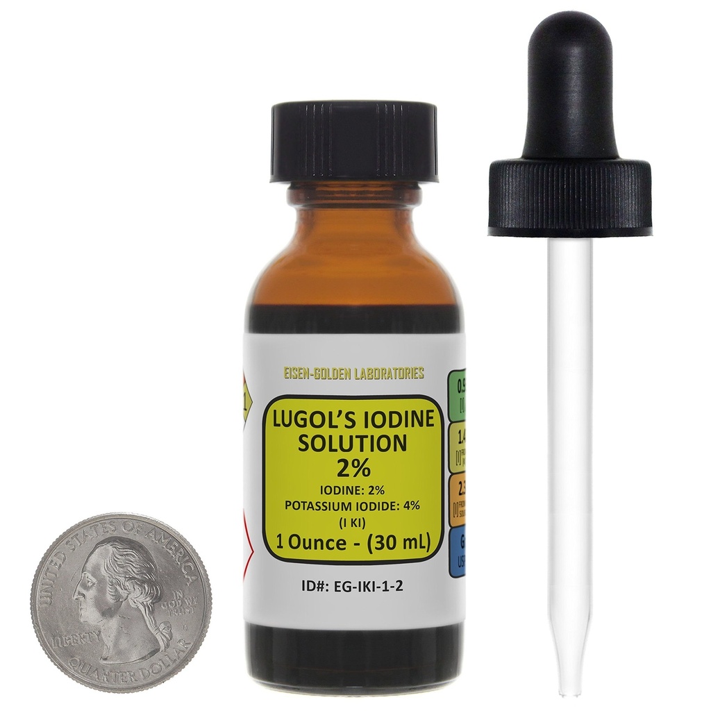 Lugol's Jodium / 2% Oplossing / 1 Oz in een Amber glazen fles / Gratis Dropper