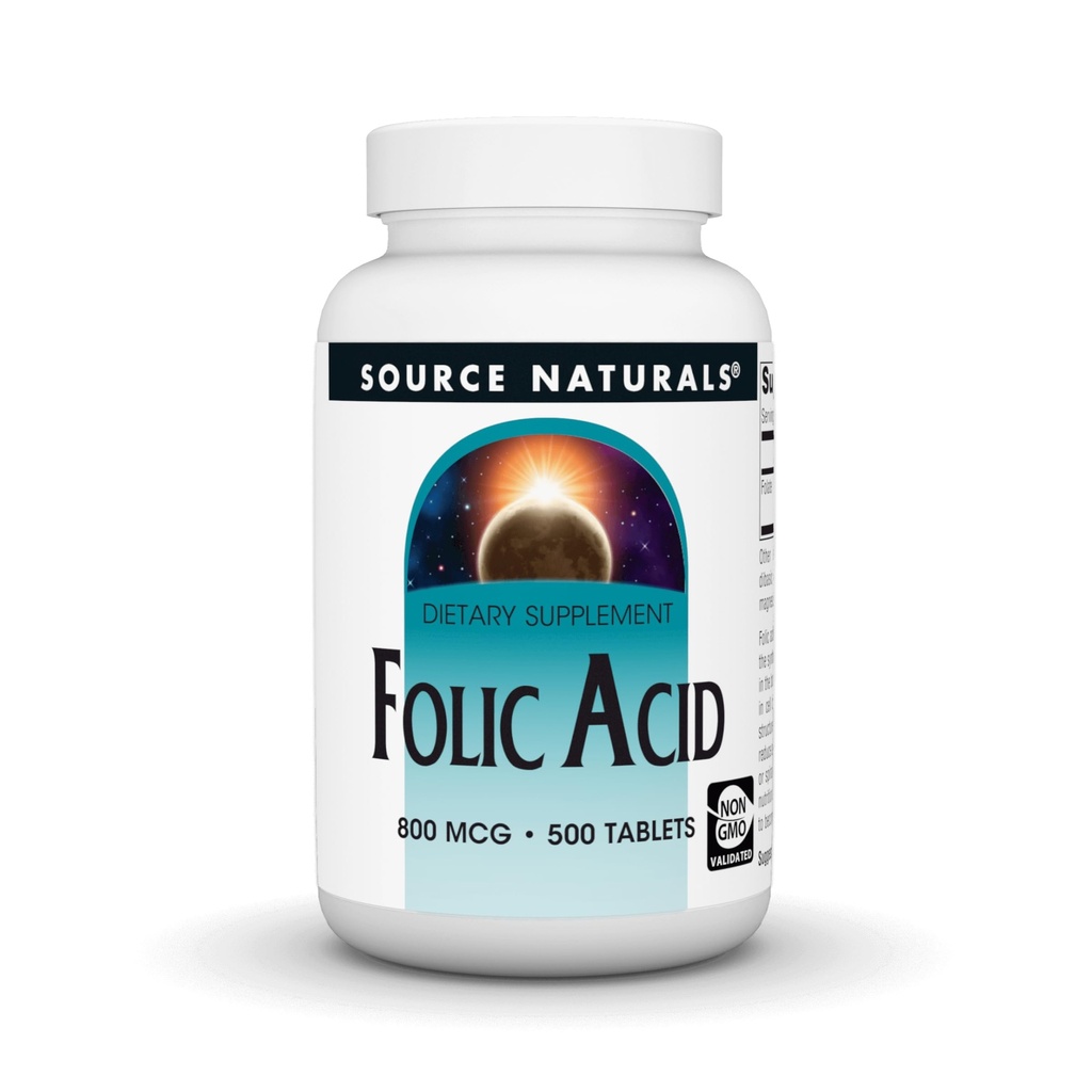Bron Naturals Foliumzuur 800 mcg Dieetsupplement - 500 tabletten
