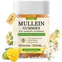 Mullein Gummies met 3600mg Mullein Leaf Extract, 7 in 1 voor Lung Cleanse, Respiratory Lung Health, Immune Booster, Vlierbes, Quercetin, Bromelain, Vitamine C&D3, Geen suiker, voor volwassenen, Veganist, 90 Tellen