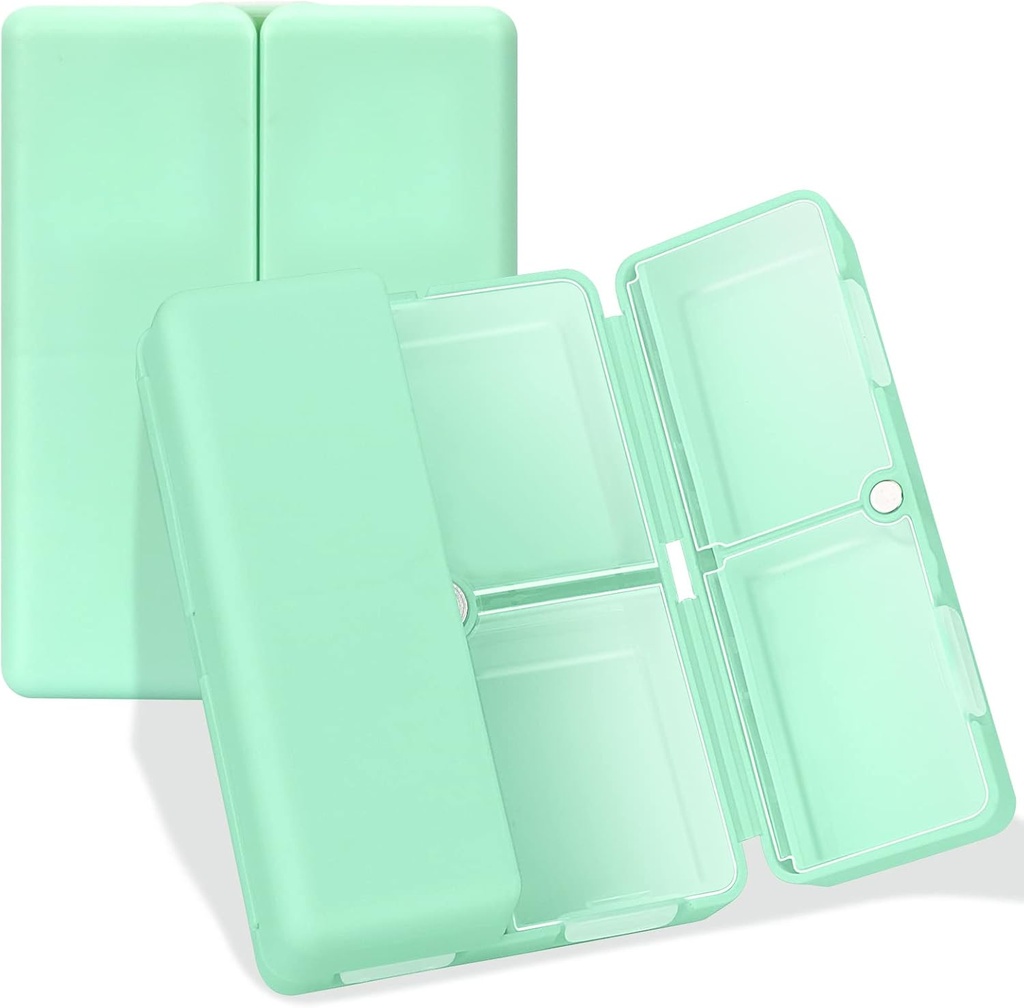 FYY Daily Pill Organizer, 7 Compartments Portable Pill Case Travel Pill Organizer,[Folding Design] Pill Box voor Purse Pocket te houden vitamines, Cod Lever Olie, Complements en Medicatie-Groen