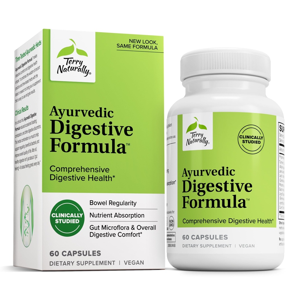 Terry Natuurlijk Ayurvedische Digestieve Formule - Digestieve Ondersteuning voor Regularity - Ondersteuning voor Bowel Health - Nutrient Absorptie Ondersteuning - Ondersteuning Gut Health & Gut Microflora - 60 capsules