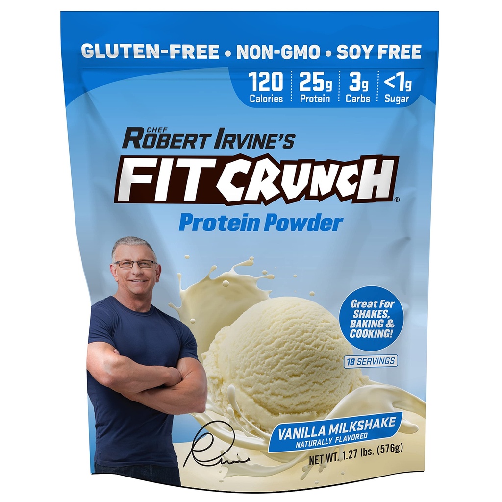 FITCRUNCH Tri-Blend Wei Proteïne, Keto Vriendelijk, Lage Calorieën, Hoog Proteïne, Glutenvrij, Sojavrij (18 Serven, Vanille Milkshake)