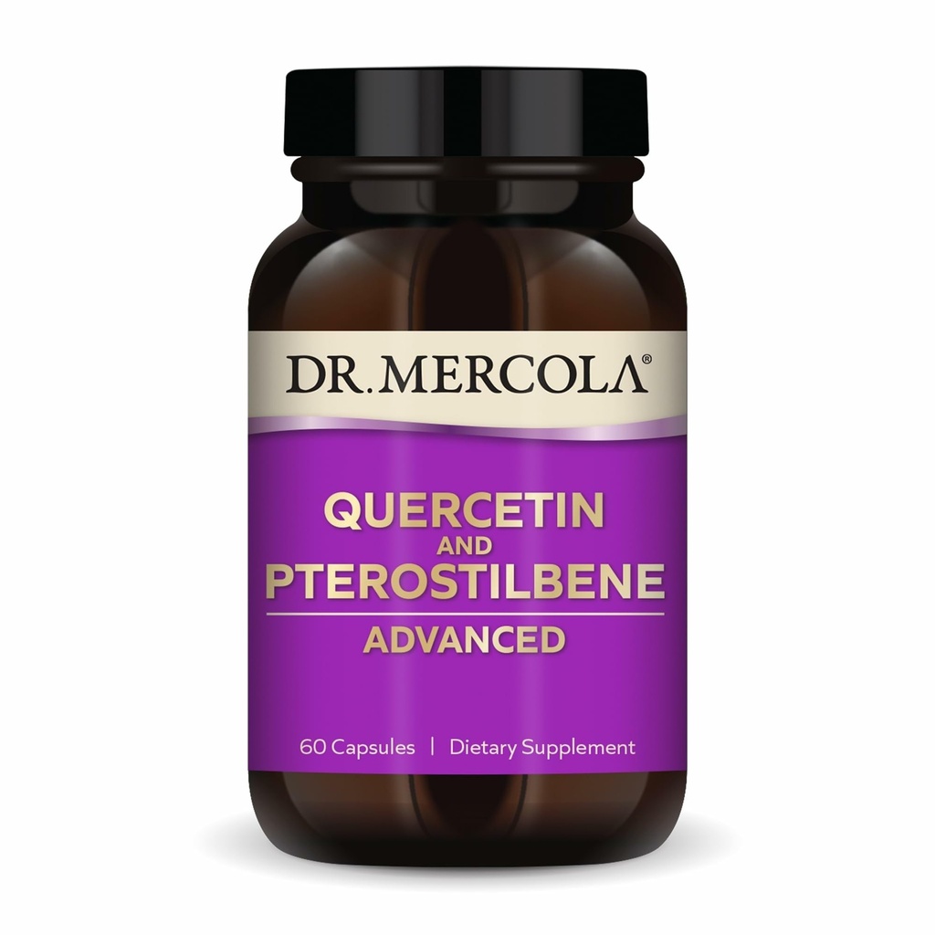 Dr. Mercola Quercetin & Pterostilbene Advanced - Ondersteunt Ademhalingsstelsel- en immuungezondheid - 500 mg quercetine - Formule voor hoge biologische beschikbaarheid - Non-GMO, Glutenvrij en sojavrij - 60 capsules (30 porties)