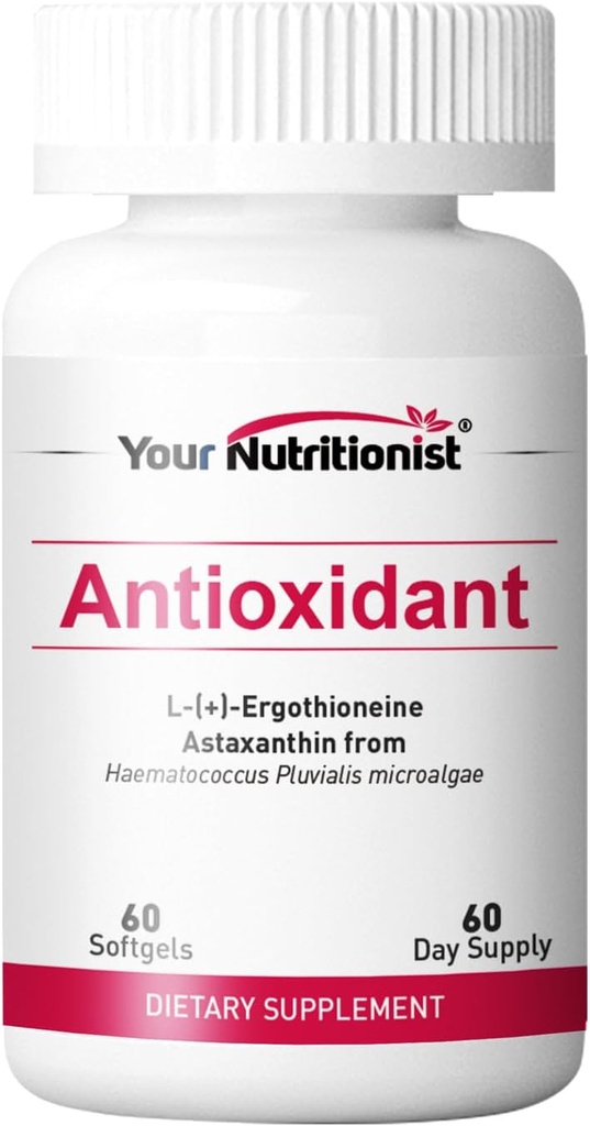 Antioxidant Softgel - Astaxanthine uit Algen, Ergothioneine - 60 Tellingen, 60 Dagen Levering
