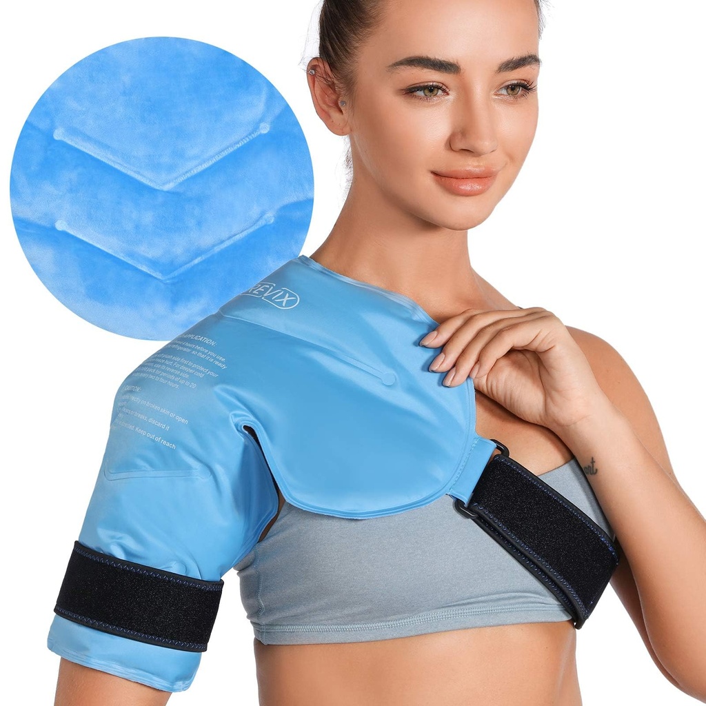 REVIX Schouder Ice Pack voor Rotator Manchet Koude Therapie, Arm Gel Ice Pack voor Verwondingen Herbruikbare, flexibele koude compressie Wrap voor post-workout herstel, vermoeidheid en Schouder Ongemak, Blauw