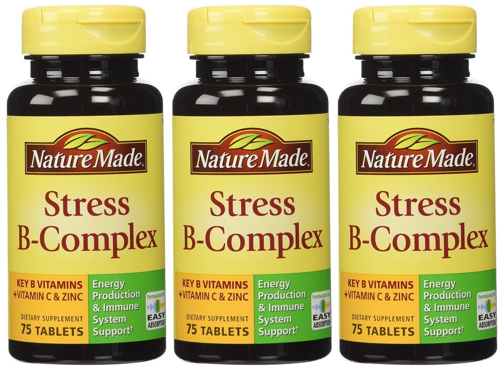 Nature Made Stress B Complex W Zink Afmeting 75ct (verpakking van 3) 225 ct Totaal