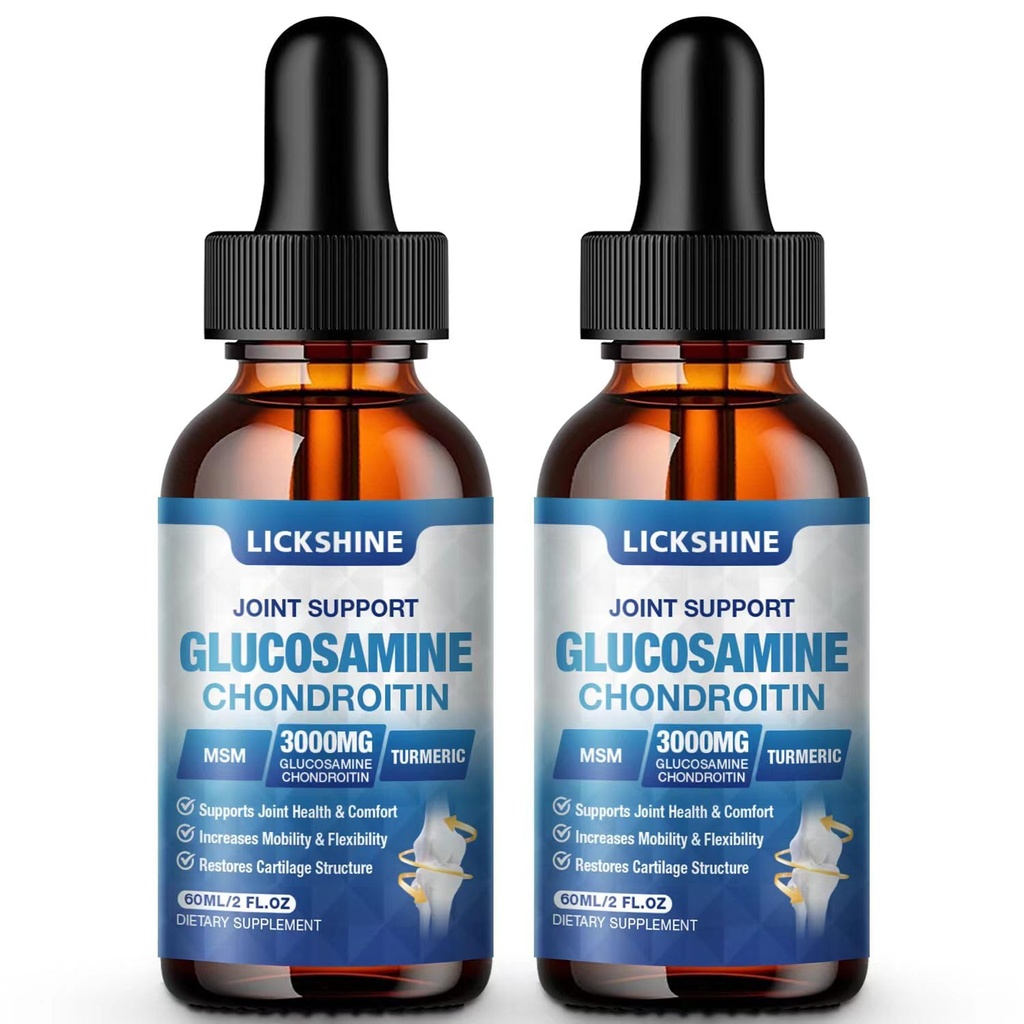 2 Pack Glucosamine Chondroitin MSM Liquid Drops - Extra sterkte Joint Support Supplement voor volwassenen met Quercetin Boswelia, bromelaïne, Hyaluronzuur, Antioxidant Immune Support (4 Fl oz)