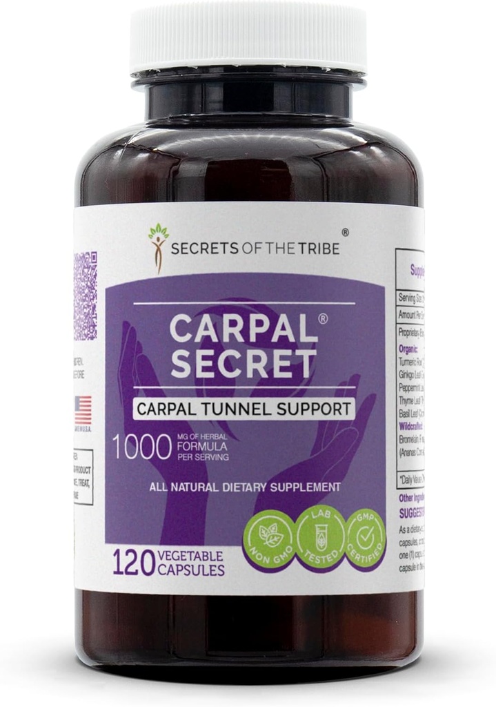 Geheimen van de Stam - Carpal Secret, Carpal Tunnel Support, Herbal Supplement Blend (120 capsules)