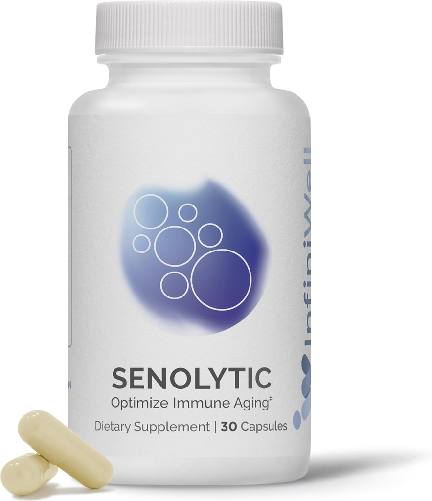 InfiniWell Senolytische Longevity Supplementen - Optimaliseer Cellular Aging, Help Ondersteuning Cognitieve functie en neurologische verwerking - met Resveratrol, Pterostilbene & Quercetin (30 capsules)