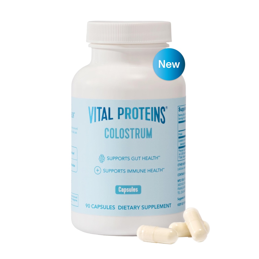 Vitale eiwitten Bovine Colostrum Supplement 90 Capsules for Gut Health, Immune Support with 40% IgG Premium Bovine Colostrum Superfood, Unflavored, 30 Servings