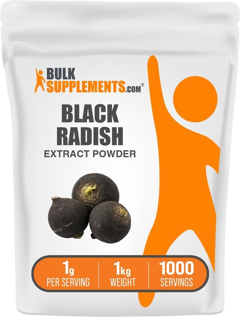 BulkSupplements.com Black Radish Extract Powder - Spanish Black Radish Supplement, Herbal Supplement - Vegan & Glutenvrij, 1g per portie, 1kg (2,2 lbs) (Pack of 1)