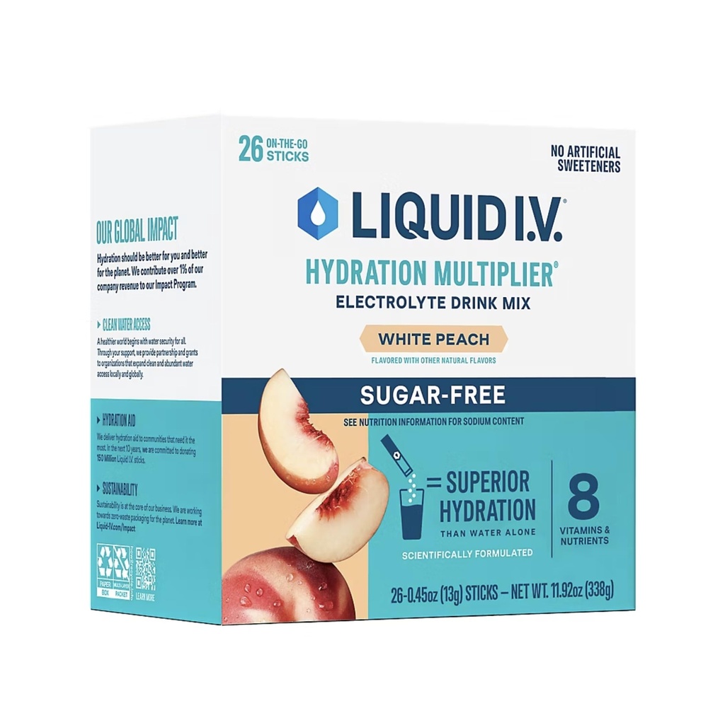 Vloeistof I.V. Suikervrije Hydration Multiplier White Peach - 26 Sticks (1)