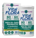 Vitale Planeet - Vitale Flora Mannen Meer dan 55 Dagelijkse Probiotica, 60 miljard CFU, Diverse Strains, Biologische Prebiotica, Immune Support, Digestieve Health Plank Stabiele Probiotica voor mannen, 30 Capsules
