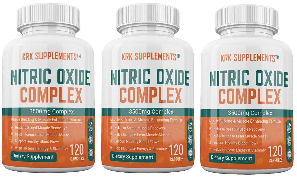 3 Flessen Nitric Oxide Complex 3500mg Per portie L-Arginine HCL AAKG AKG Alpha Ketoglutaraat Citrulline Malate 360 Totaal Capsules