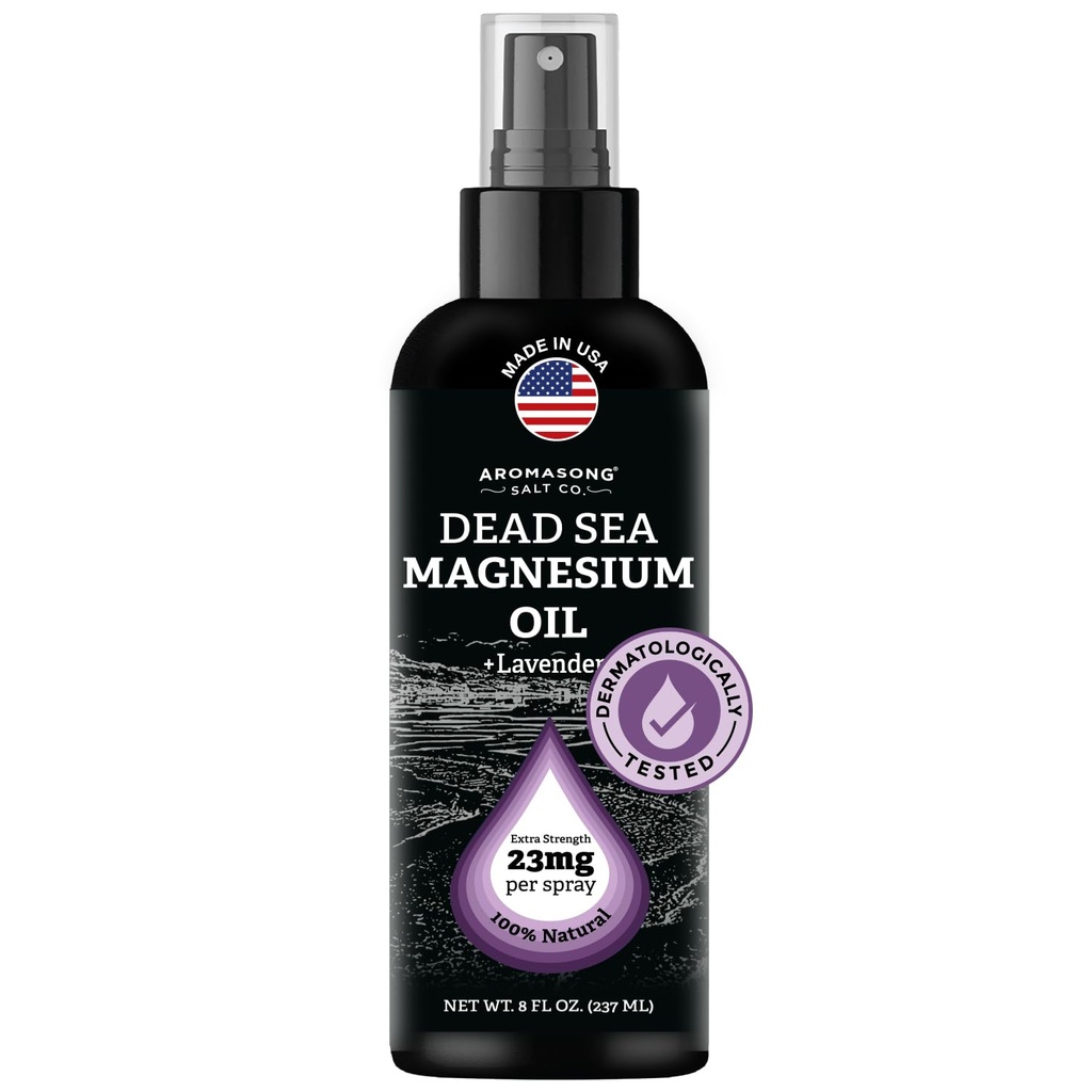 Aromasong Magnesium Spray Lavendel - Extra sterkte (23mg in elke Spritz) 8 Oz - Natuurlijke en zuivere Magnesium Oil Spray - Made in The USA - voor beenproblemen en bevordert een kalme slaap