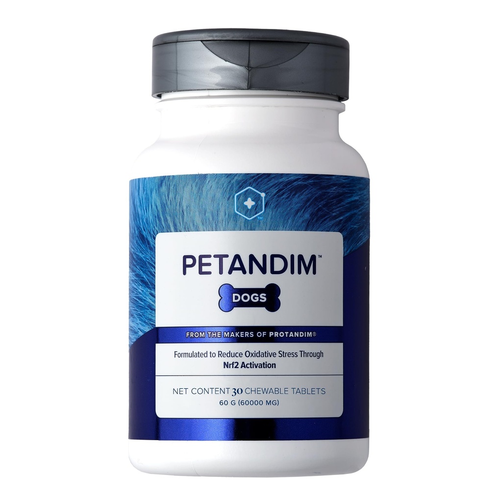 Petandim hondenvitaminen (30 kauwtabletten), antioxidanten verminderen oxidatieve stress, Joint Supplement voor honden, huid en jas supplement, Omega-3 & Collagen voor honden, kip + spek smaak