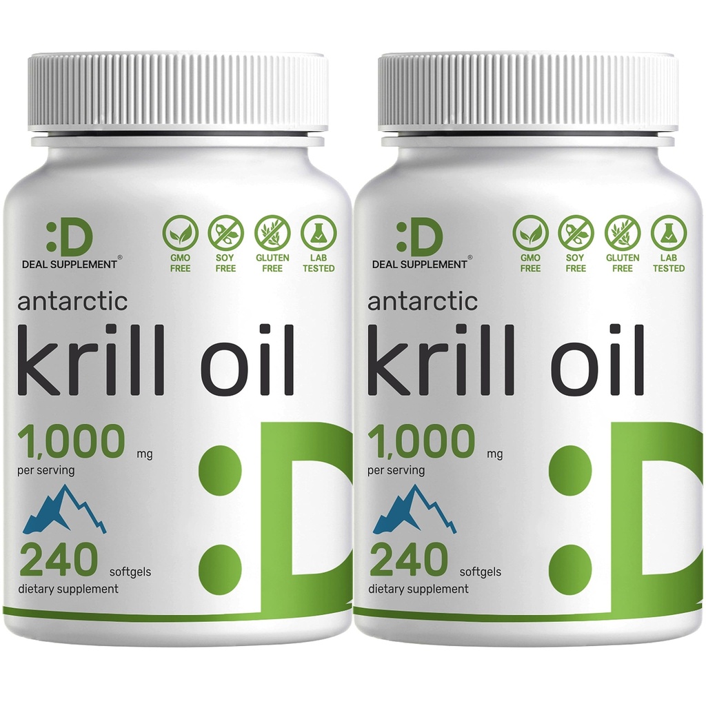 DEAL APPARAAT 2 Pack Antarctische Krillolie, 1000mg per portie, 480 Softgels 