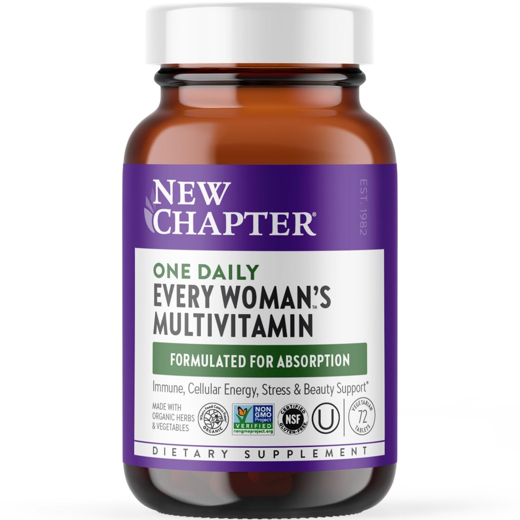 Nieuw hoofdstuk Vrouwen Multivitaminen, ijzer, B6, B12, Biotine voor haargroei, D3, Vit C, Zink voor Immune & Stress Ondersteuning, Voorzichtig op een lege maag, een dagelijkse, niet-GMO, Glutenvrije, 18+, 72 tabletten