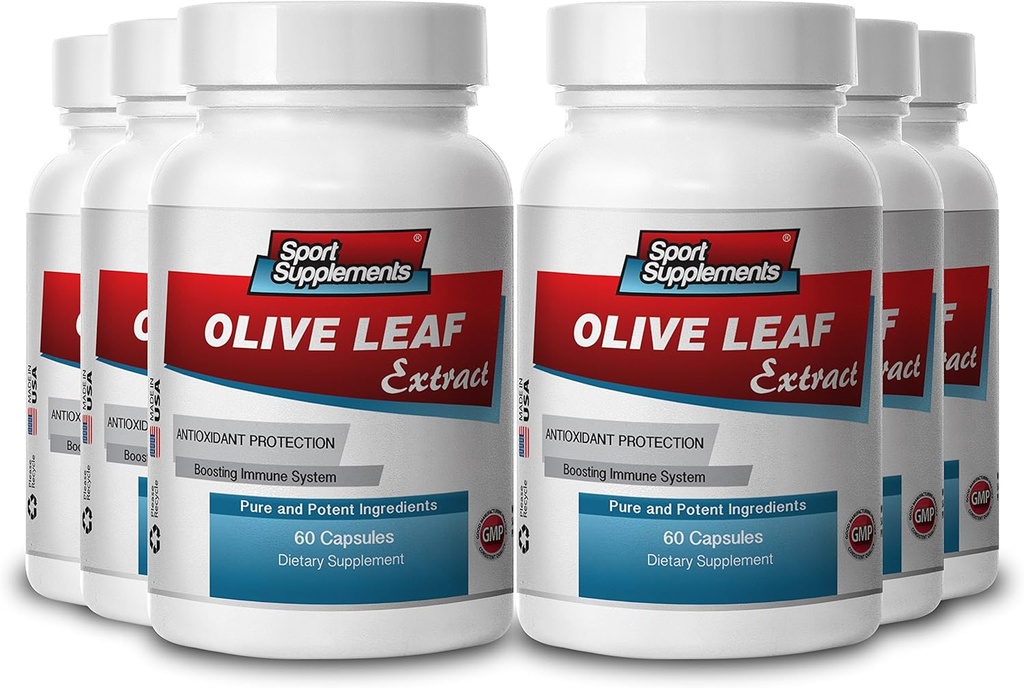 Sport Supplements Olive Leaf Extract Powerful Antioxidant, Immune System Health 500mg (6 Bottles, 360 Capsules)