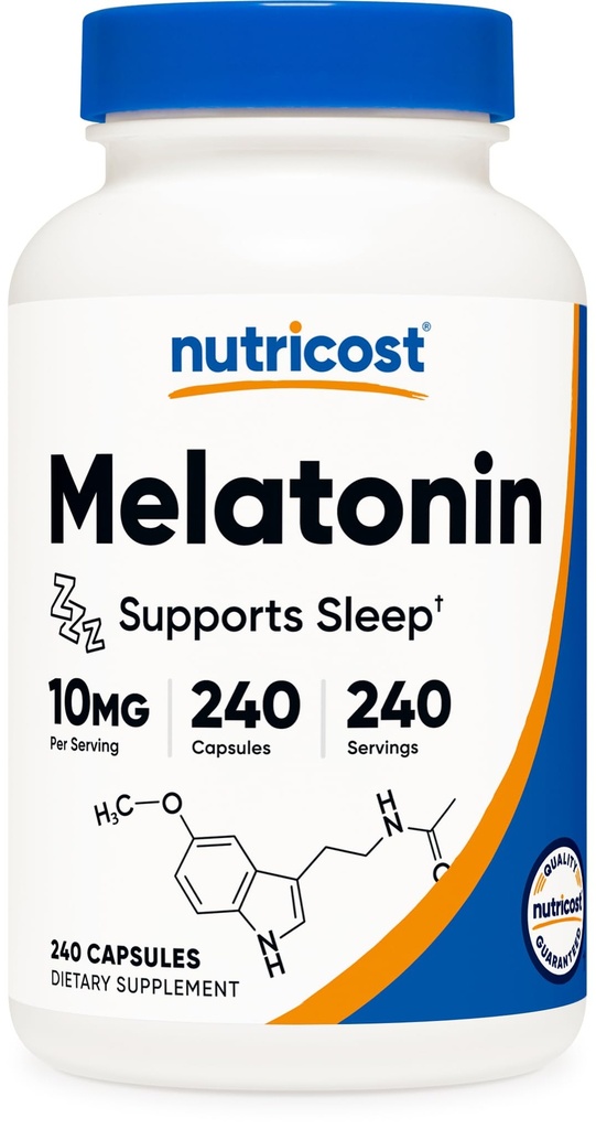Nutricost Melatonine 10mg, 240 Capsules, Non-GMO & Glutenvrij