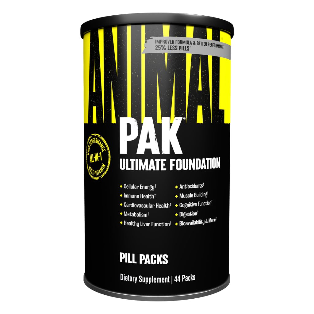 Animal Pak - Convenient Multivitamin for Men & Women Daily All-in-One Vitamin & Supplement Pack - Zinc, Vitamins C, B, D, Amino Acids, and Immune Support - Sports Nutrition Performance - 44 Count