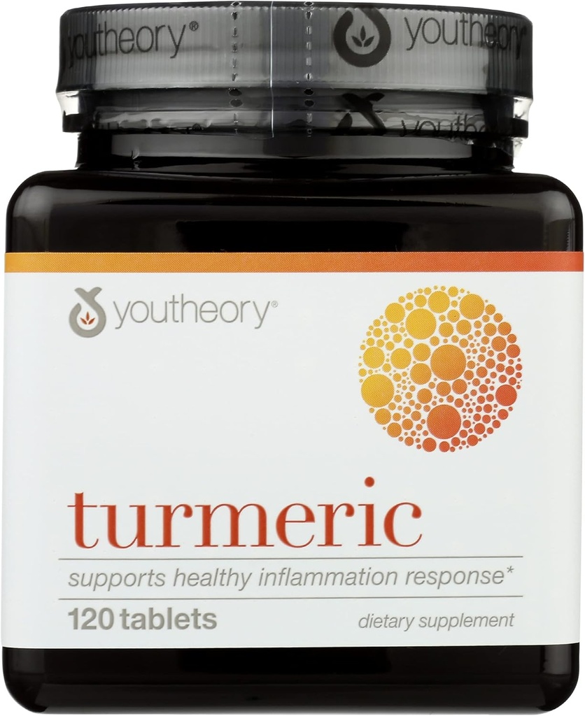 Youtheory Turmeric Advanced Dieetsupplement, Ondersteunt gezonde ontsteking Response, 120 tabletten