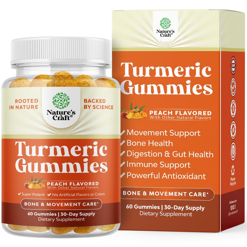 Kurkuma Curcumine Immuun Ondersteuning Gummies - Immuun Booster Kurkuma Gummies voor gezamenlijke ondersteuning en geavanceerde huidverzorging - met Black Pepper Joint Supplement Gummy Vitaminen met Curcuma Poeder
