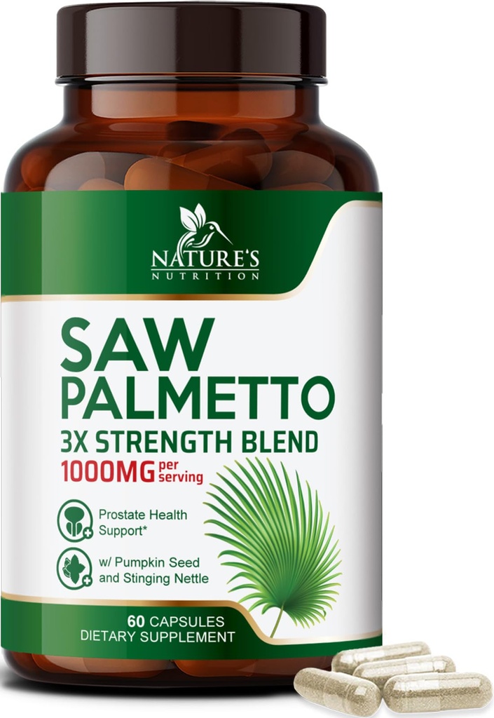 Zag Palmetto voor mannen 1000MG - 3X kracht Prostaat Gezondheid Supplement - Kruidenextract supplement - Prostaat Supplementen voor de gezondheid van mannen, Prostaat Urine & Hair Health Support - 60 capsules