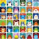 Hebayy 36 Pair Animals Matching Game Cartoon Flash Cards Erasable(72 PC's, Elke maatregel 2
