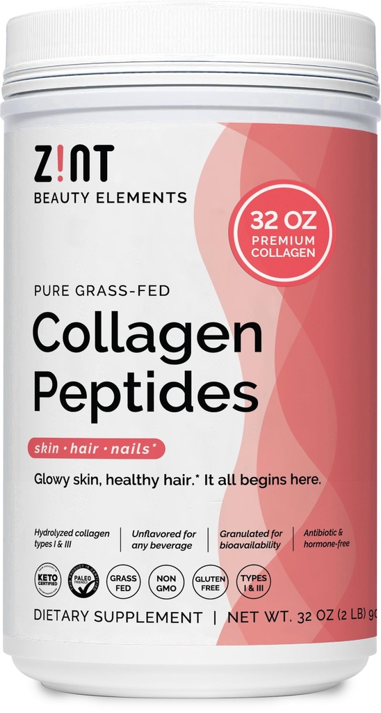 Collageen Peptides Powder XL (32 oz): Paleo & Keto Friendly Grass-Fed Hydrolyzed Collageen Protein Supplement - Unflavored, Non GMO (Packaging May Vary)