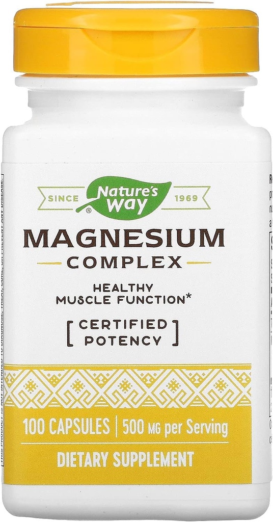 Nature's Way Premium Magnesium Complex Supplement, 500 mg per portie, 100 capsules