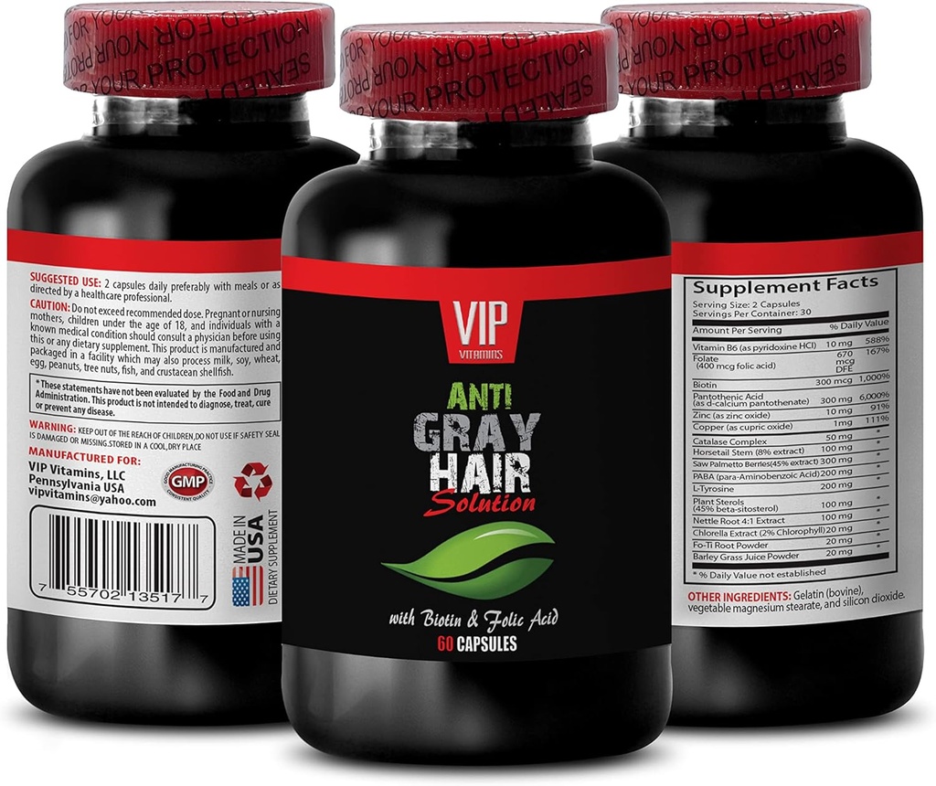 Best Naturals Anti grijs haar - Anti grijs haar voor mannen en vrouwen - Krijg je stijl terug - Stopt grijze haarverandering - catalase voor grijs haar - anti grijs haarsupplement - Haar ondersteuning Vitaminen 1Bot 60Caps