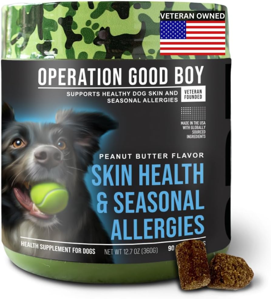 O.G.B. Operatie Good Boy - SRE: Skin/Coat/Allergie Supplement voor Huisdieren - 90 Graaf Zachte Kauwen - 12.7 oz - Made Natural Ingredients - Veteranen Eigendom