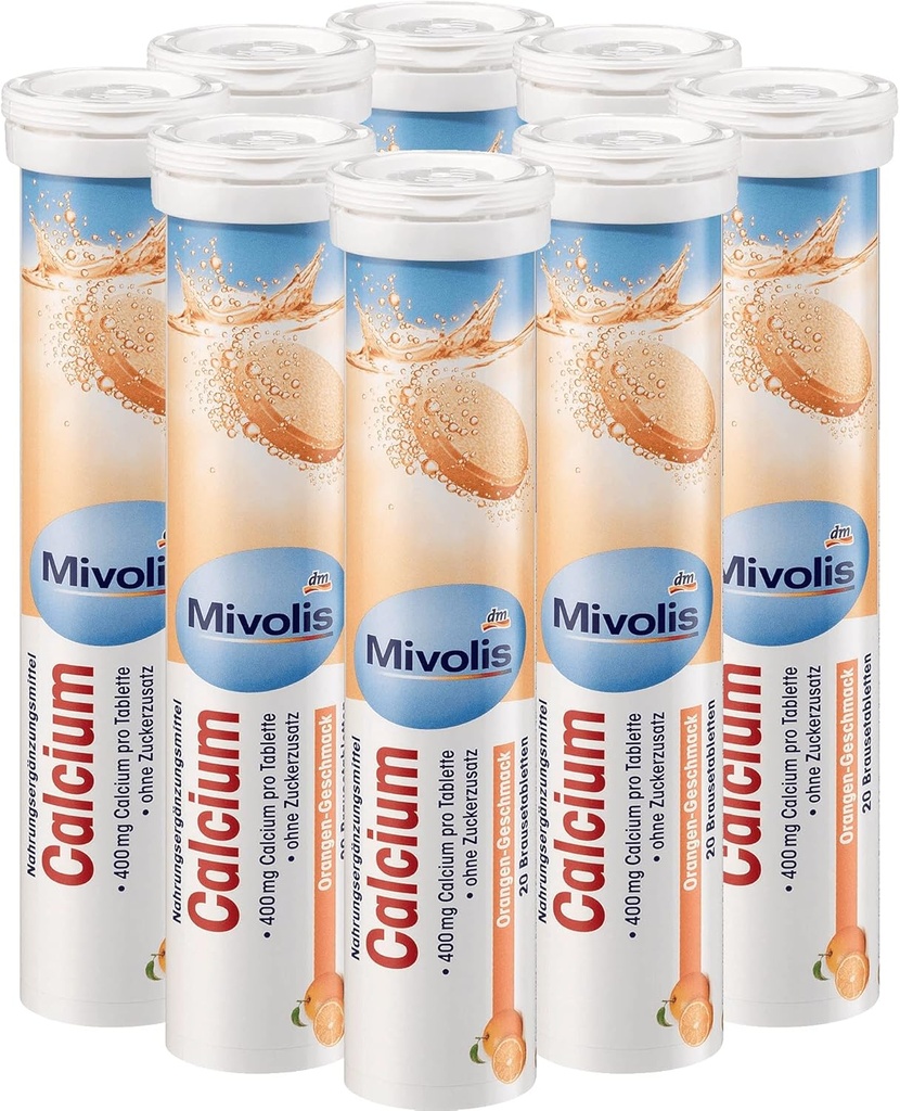 Mivolis Calcium bruistabletten - Dieetsupplementen 8 Tubes x 20 st.
