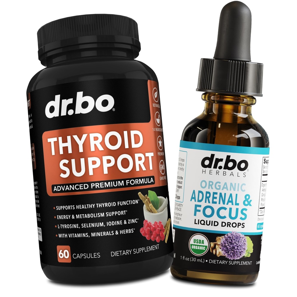 Schildklierondersteuning & adrenal Focus Drops - Thyroid Supplement Complex met L-Tyrosine Selenium Jodium & Organic Adrenal Support Supplementen Focus Liquid Drops - Natuurlijke hersenen en geheugen vermoeidheid aandacht