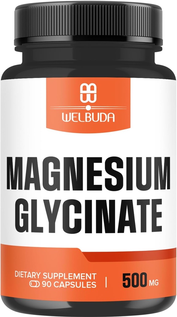 Magnesium Glycinate supplement met 20% gezuiverd - 500mg voor hersenen gezondheid, bot gezondheid, energieproductie, comfortabele Mood & Muscle - 90 Capsules - Het verstrekken van 100mg elementair magnesium