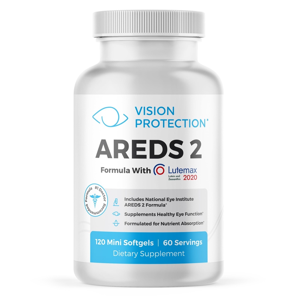 ARDES 2 Eye Vitamine & Mineral Supplement for Ocular Health, Lutemax 2020 with Natural Eye Institute ARDES 2 Studie Ingrediënten Luteïne, Vitamine C, & Zeaxanthine, 120 Mini Softgels