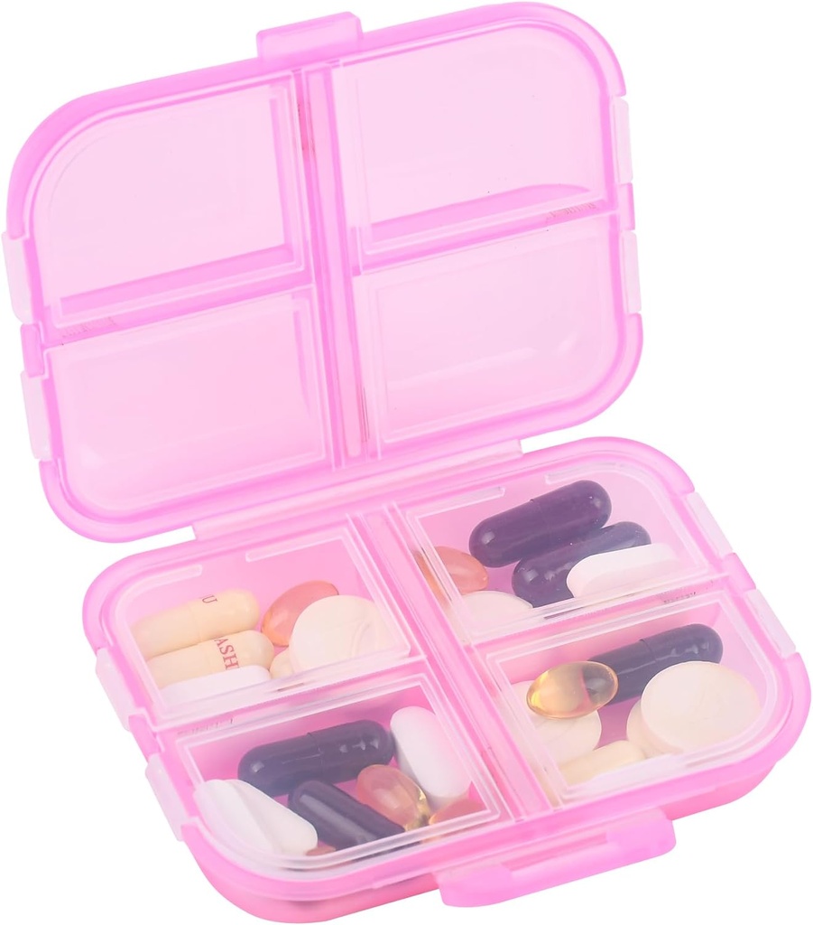 Reis pil Organizer Small 8 Grid Compartments Pill Holder Box - Portable Medicine Container Case - Dagelijkse wekelijkse medicatie Organisator