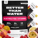 Elektrolyt en vitaminesupplement Poeder, Drinkmix met B12, L-Theanine, D3, K2, Zink, Magnesium, Kalium, Ondersteunt Kalm Focus & Energie, Variety Pack 1, 15 Pack